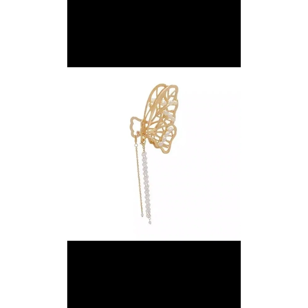 Gold Butterfly Hair Claw Clip Pearls Tassel Elegant Women Hair Accessory‎
